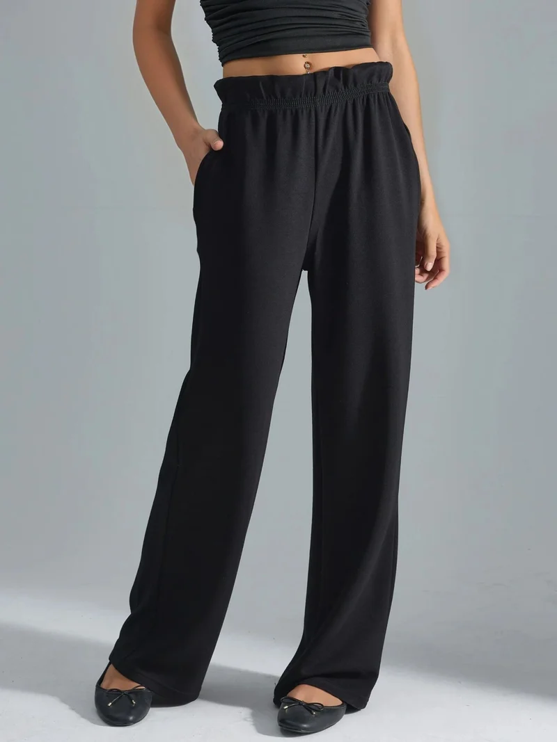 هيكاب بنطلون بيرسان بقصة مستقيمة وخصر مطاطي بلمسة مودال